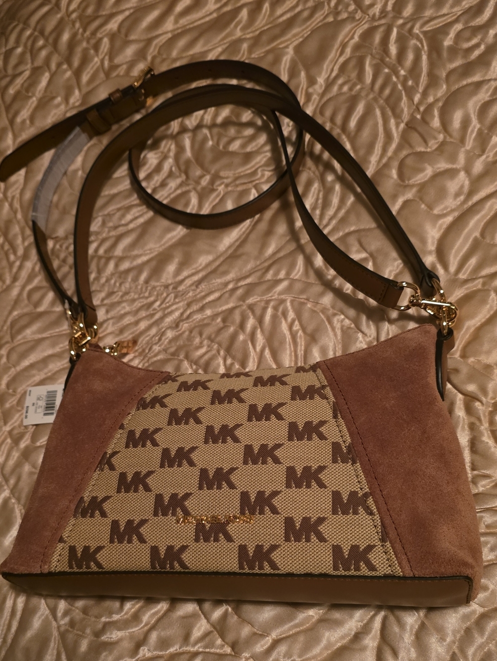 Michael Kors Sienna Medium Logo  Caramel/Tan MK Logo Shoulder Bag
